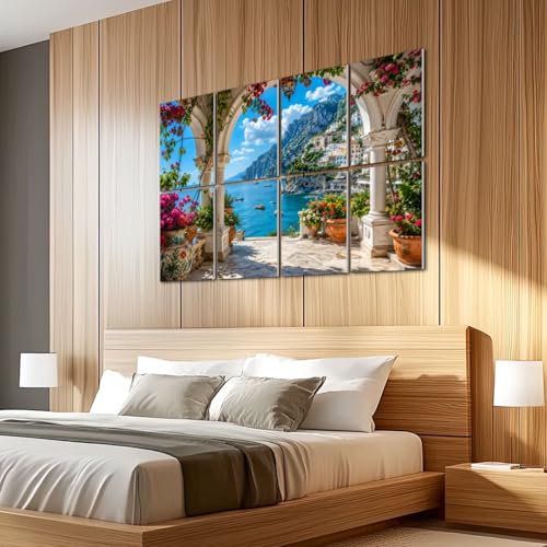 8 Pack Paneles Acústicos Decorativos Absorbentes de Sonido con Diseño Mediterráneo y Adhesivo para Estudios y Oficinas 48"x32" miniatura 5
