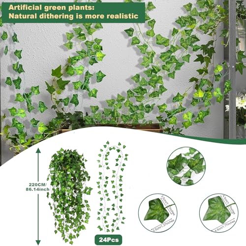 Niserelesa 24 Pack Artificial Ivy Garland, 166 Ft Fake Ivy Vines for Parties & Wedding Decoration - Image 2