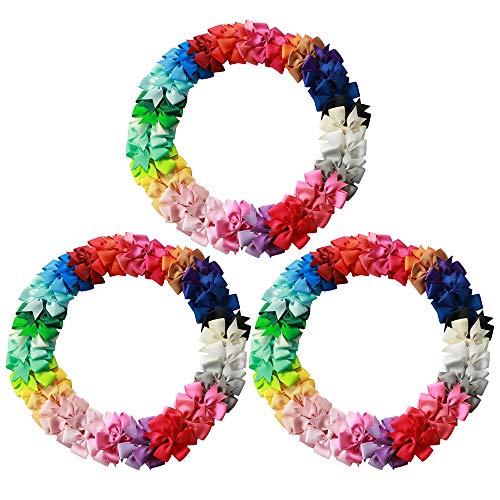 Fani 120 Pcs 3 inch Grosgrain Ribbon Pinwheel Boutique Hair Bows Clips For Teens Toddlers Kids Children Alligator Clips with 40 Colors
