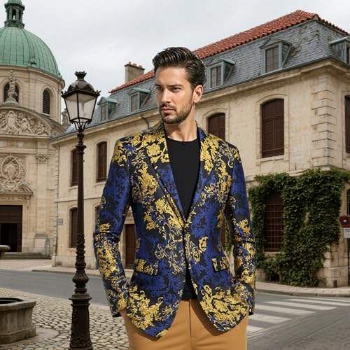 MOGU Men's Slim Fit Floral Suit Jacket – Stylish Sport Coat Blazer Tuxedo for Prom, Party, Wedding, or Casual Outfits3
