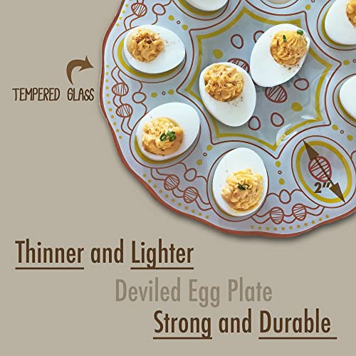 Deviled Egg Plate, Set Of 2, Designed To Hold 16 Devil Eggs, Tempered Glass Deviled Egg Tray Fit Devilled Eggs Perfectly, Devil Egg Platter Great For Parties, Gatherings Or Dinner Events #TOP2