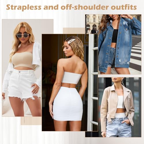 Image of JOYSHAPER Strapless Bras for Women Seamless Padded Bandeau Bra Wireless Tube Top Bralette Comfort Tube Bra