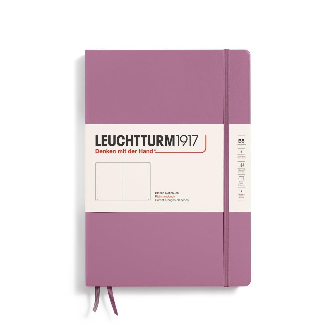 LEUCHTTURM1917 - Notebook Hardcover Composition B5-219 Numbered Pages for Writing and Journaling (Dusty Rose, Plain)