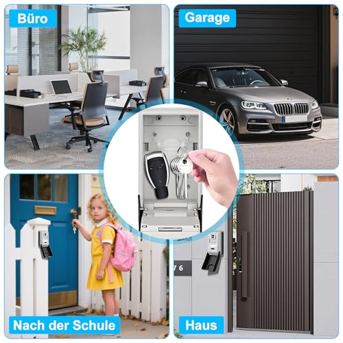 Gaethra Schlüsseltresor mit Zahlencode, Groß 4 Stellig Schlüsselsafe mit code Beleuchteten, Wasserdicht Rostfrei Schlüsseltresor Außen, für Zuhause, Büro, Schule, Garage und Mehr (Schwarz)