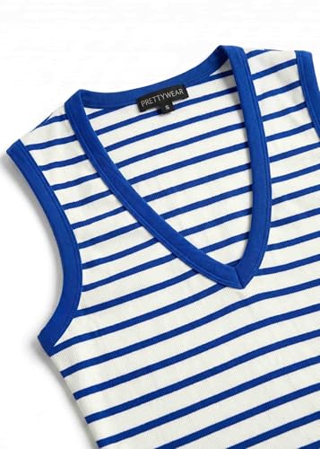 Image of Prettywear Deep V Neck Tank Tops for Women 2026 Summer Fashion Clothes Sexy Casual Ribbed Fitted Sleeveless Going Out Tops