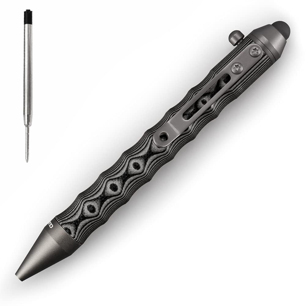 Cool Hand 4.5'' EDC Ballpoint Ink Refillable Bolt Action Tactical Pens Stylus for Touch Screen, Ergonomic Grip, Hold in Texture with Finger Grooves