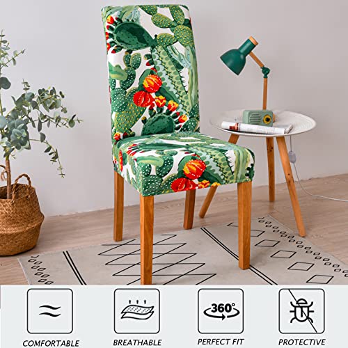 HZDHCLH Chair Covers Slipcovers 4/6 PCs Stretch Removable Washable Short Dining Chair Protector Cover Seat for Hotel,Dining Room,Ceremony (Cactus,4 PCS) - Image 3