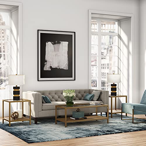 Image of Henn&Hart 45 inch Wide Rectangular Coffee Table in Brass, Modern coffee tables for living room, studio apartment essentials