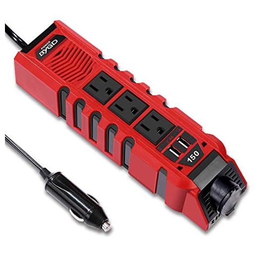 BYGD 150W Car Power Inverter DC 12V to 110V AC Converter with 3 Charger Outlets and Dual 2.4A USB Ports Cigarette Lighter Socket Adapter
