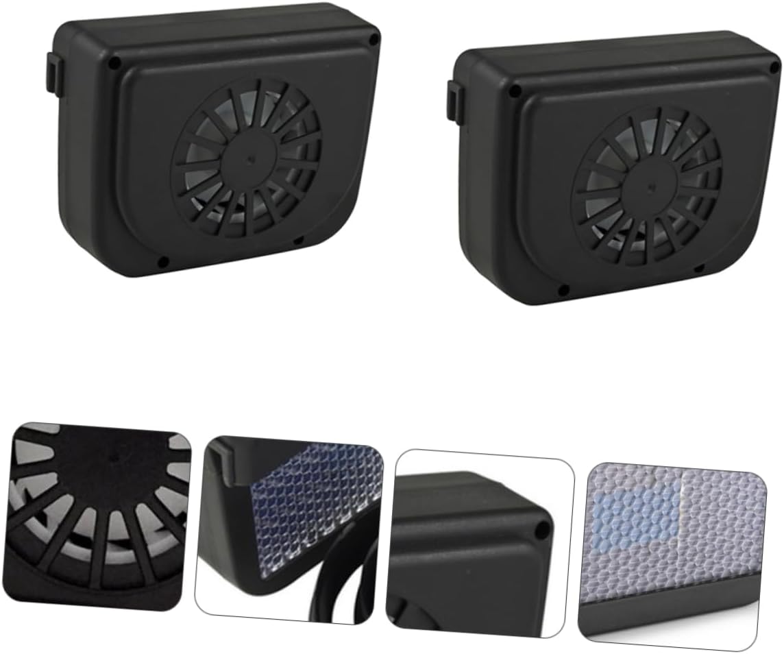2pcs Solar Powered Car Exhaust Fan Circulation Cooling Ventilation Fan for Vehicles Freshens Air Reduces Heat Easy Installation Design