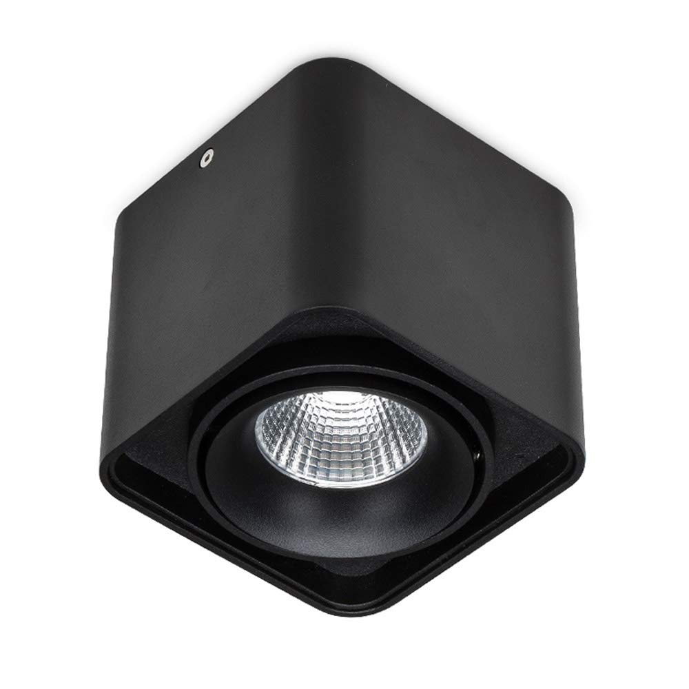 BHGFYXBS Recessed Square Ceiling Led Spotlight, 7W Surface Mounted Downlight, Adjustable Spot, Surface Mount, Ceiling Light For Living Room, Hallway, Corridor Ted,Black-3000K