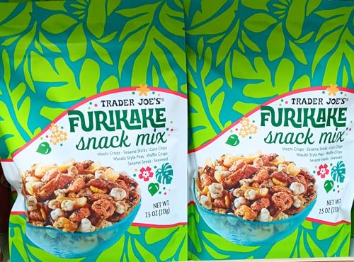 Trader Joe's Furikake Snack Mix with Mochi Crisps, Sesame Seeds, Corn Chips, Wasabi Peas, 7.5 oz (2 Packs)