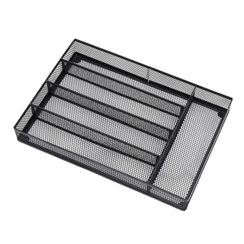 Agatige Organizador de cajones de malla para cocina, bandeja antideslizante de acero al carbono, soporte para utensilios, cajón para cubiertos, cuchillos y cucharas
