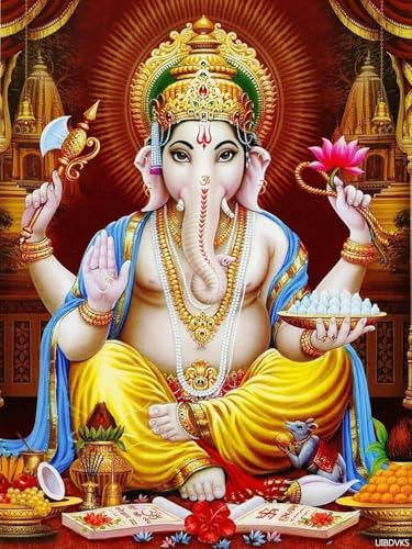 UIBDVKS Diamond Painting Kit for Adults Shiva Parvati and Ganesha Wall Decor Hindu God Diamond Art Painting by Number Kits Gem Art Wall Home Decor 12x16 Inch