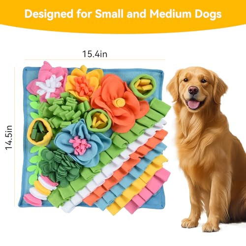 Romon Schnüffelteppich für Hunde – 40x40 cm, Schnüffelmatte als Intelligenzspielzeug für Hunde, Welpen & Katzen, Hundespielzeug mit Rutschfester Unterseite, Waschbar & faltbar