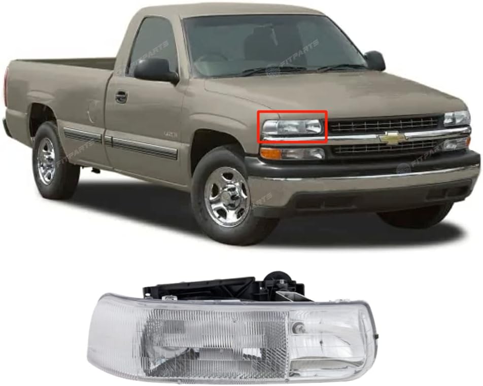 FitParts Compatible With Right Passenger Side Halogen HeadLight Assembly Chevrolet Silverado Suburban Tahoe 1999-2006. New, Waterproof GM2503187 16526133