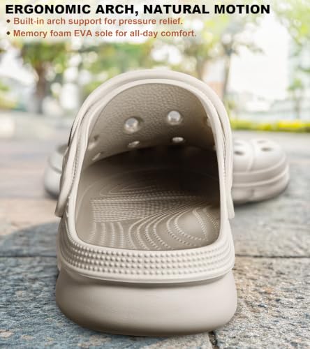 Image of KEMISANT Cushioned Clogs Mules for Men Garden Beach Water Fun-Lightweight | EVA Cushioned Footbed| Arch Support | Slip-resistant | Unisex