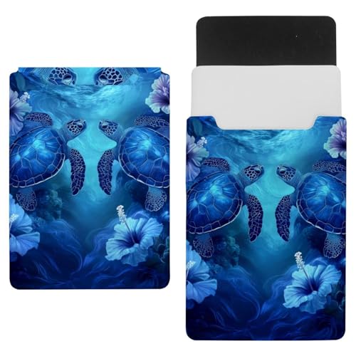 Funda para portátil de 35 x 25,9 cm anti-golpes diseño flores de tortuga azul