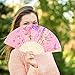 EAONE 12 Pcs Hand Folding Fan, Silk Floral Folding Fan, Abanicos de Mano Vintage Handheld Fan, Chinese Style Fabric Folding Fan with Bamboo Rib for Wedding Dancing Party(Random Color)