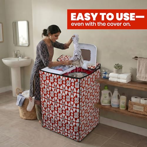 Image of DREAM CARE Waterproof & Dustproof Washing Machine Cover Top Load & Semi Automatic Suitable for 8 kg, 8.2 kg, 8.5 kg (89 x 99 x 55 cms)