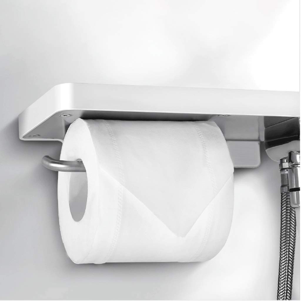 Uchwyt na papier toaletowy, łazienkowy uchwyt na papier toaletowy i półka na pasek z pistoletem natryskowym, biały