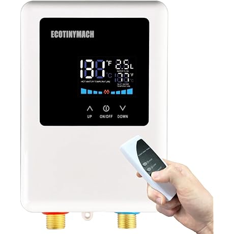 5000W Tankless Electric Water Heater for Under-Sink Instant Hot Water, with Remote, 110V