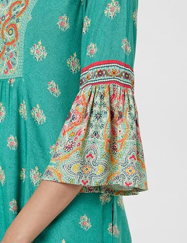 Image of BIBA Women Rayon Liva Gathered Kurta Palazzo Suit Set