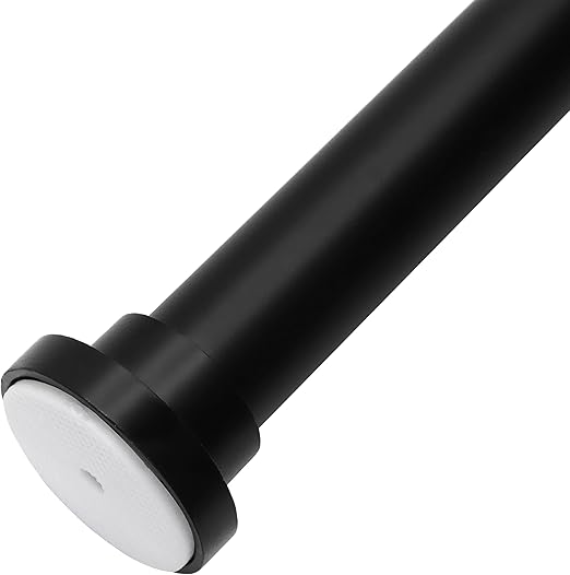 Meriville 1-inch Diameter Metal Spring Tension Rod, Closet Rod, Tension Curtain Rod, Shower Curtain Rod, Adjustable Length 30-inch to 52-inch, Black