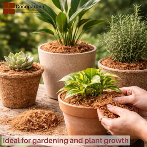 Image of Cocogarden Coconut Coir Fibre Mulch for Plants 500g | Natural Organic Coco Fiber for Moisture Retention, Bird Nesting & Home Decor