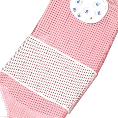 Image of Baby Bath Seat Support, Non Slip Mesh Cushion Portable Bath Tub Seat Net for Newborns to Toddlers Pink PP Material with Pillow and Slip Pad