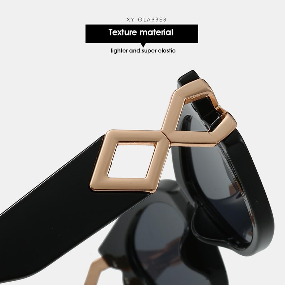 Fashion Cat Eye Sunglasses Gradient Lenses Personalized Paperclip Frame Luxury Decoration Glasses UV400