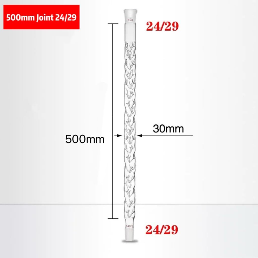 matraz de laboratorio, Columna de destilación de vidrio de borosilicato tamaños de juntas de 500 mm 19/26 24/29 29/32(500mm Joint 24-29)