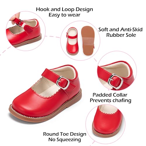 Image of PHIRAMIN Toddler Girl Mary Jane Student Oxford Shoes-Little Girl School Uniform Shoes for Wedding Party