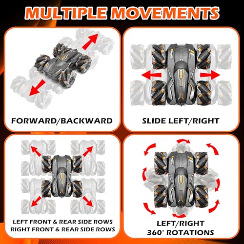 Image of VGRASSP Drift Stunt Smoke Remote Control Car Toy for Kids with Lights and Music - Double Sided 360 Rotating 2.4GHz 4WD Dancing, Crawling RC Mist Car with Rechargeable Battery - Multicolor
