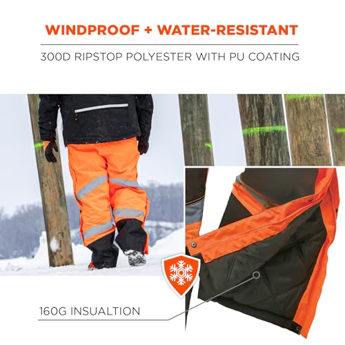 Image of Ergodyne GloWear 8928 Insulated Thermal Bib Overalls, High Visibility, Weather-Resistant