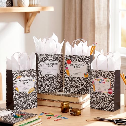 Bolsas de regalo para profesores con asas y papel de seda para agradecimiento 4