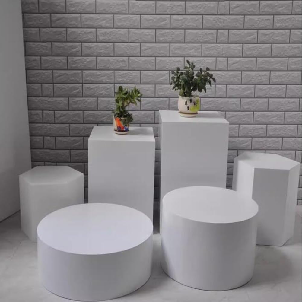 Genérico Exhibidor Redondo de Pedestal para Tiendas de Ropa y Novias - Plataforma elevadora Blanca de 40x20 cm para maniquíes, Zapatos, Bolsos y desfiles en Vivo - Solución Elegante para la exhibició