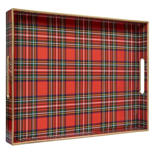 Best Christmas Tray for Coffee Table: Stylish Holiday Decor Picks 5 MAONAME Serving Tray with Handles, Christmas Plastic Decorative Tray for Coffee Table, Morocco Rectangular Tray for Ottoman, Bathroom, Storage, 15.8