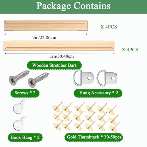 2 Pack 9\"x 12\" DIY Wood Canvas Stretcher Bars,Removable Canvas Frames Kit-Easy to Assemble,Wooden Frames Kit for Oil Painting,Diamond Painting,Canvas Painting and Needle Arts Supplies