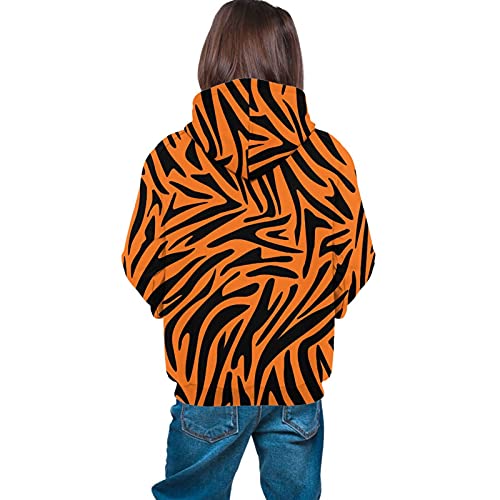 Tiger Skin Pattern Tigroid Striation Boys Girls Children Teen Hoodies Fashion Hoody Pocket Sweatshirts Black #TOP3