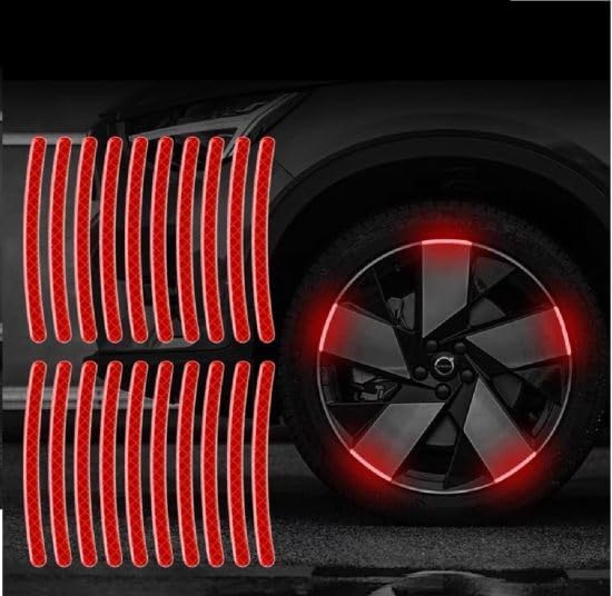 Image of 20 PCS Car Reflective Strip, Wheel Rim Stickers, Decorative Rim Strip, Wheel Adhesive Strips Stickers, Night Safety Warning Car Sticker, Auto Exterior Decor Accessories for Vehicles