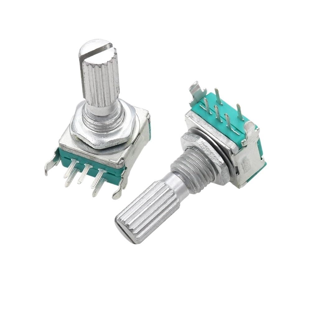 IDGTTLDF 1pc Right Angle EC11 360 Degree Rotary Encoder with switch Digital Potentiometer Full axis 20mm 5PIN