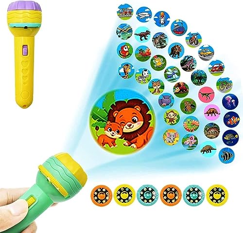 Image of Mini Projector Torch Toy, 3 Slides 24 Patterns Slide Flashlight Torch for Kids Projection Light Toy Slide Lamp Educational Learning Night Light (Pack of 1)