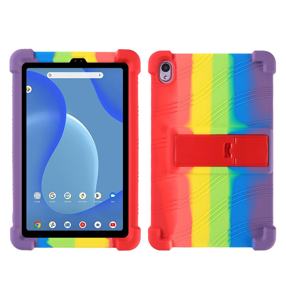 Kwamaz for Onn 7 inch Tablet Case (2024) Model 100135924, Kids Soft Silicone Cover for Walmart Onn Tablet Case 7 inch (Gen 4), Rainbow