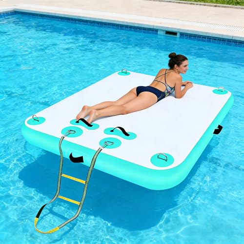 Plataforma de muelle flotante inflable con escalera desmontable y bolsa de almacenamiento para actividades acuáticas