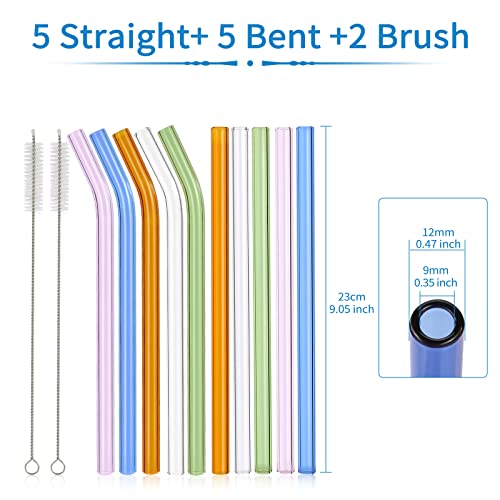 10 pitillos de vidrio reutilizables multicolor 22.9 cm miniatura 3
