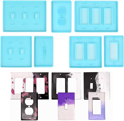 7 moldes de resina para cubierta de interruptor de luz, panel de enchufe de interruptor de yeso para resina epoxi, moldes de cubierta de salida de