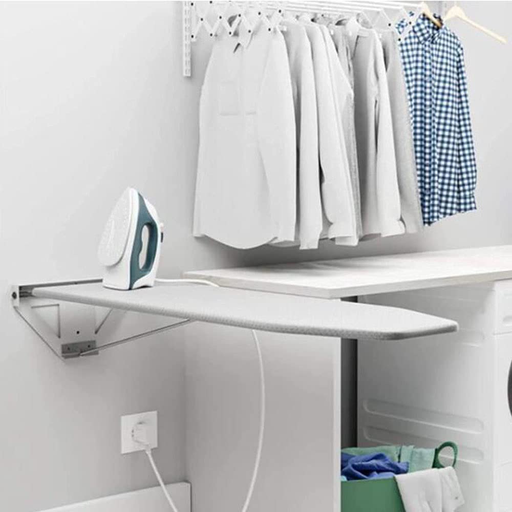 Tabla de Planchar compacta montada en la Pared, Placa de fijación de Pared Plegable desplegable con Cubierta Resistente al Calor para lavandería doméstica