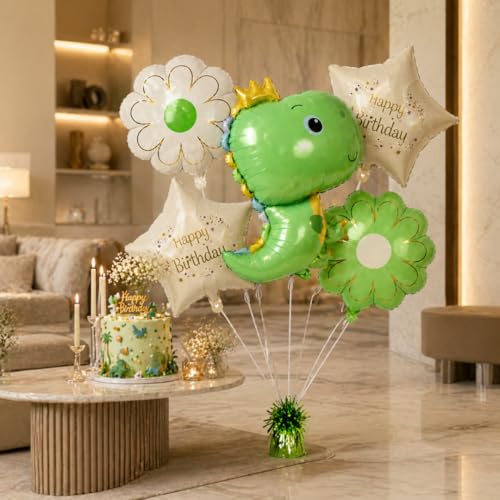Image of Wanna Party Giant Baby Dinosaur Balloons Set - Pack of 5 | Dino Balloons for Dinosaur Party Decorations | Dinosaur Birthday Balloons for Dinosaur Birthday Decorations