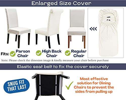 Springrico 6 Pack Dining Room Chair Covers With Seat Belt, Stretch Parsons Chair Slipcover Washable Kitchen Dining Chair Cover Removable Seat Protector Set Of 6, S2- Ivory White #TOP1